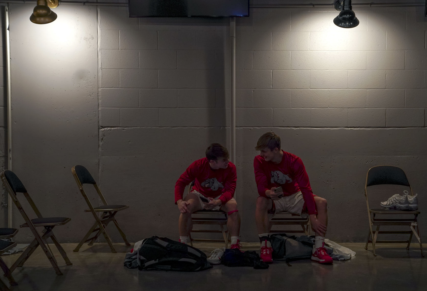 Brayden Hudson and Wyatt Robinson prepare for their match against Calvary